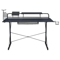 Carbon Computer Gaming Desk with Shelving, Black (RTA-TS200-BK) Corner Desks