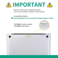 TechProtectus Laptop Case with Keyboard Cover and Screen Protector, White Marble, Plastic (TP-WM-K-MP14M1)