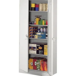Best Deluxe Storage Cabinet with Double Hinge Doors, 5-Shelf, Light Grey, 78"H x 36"W x 18"D Storage Cabinets