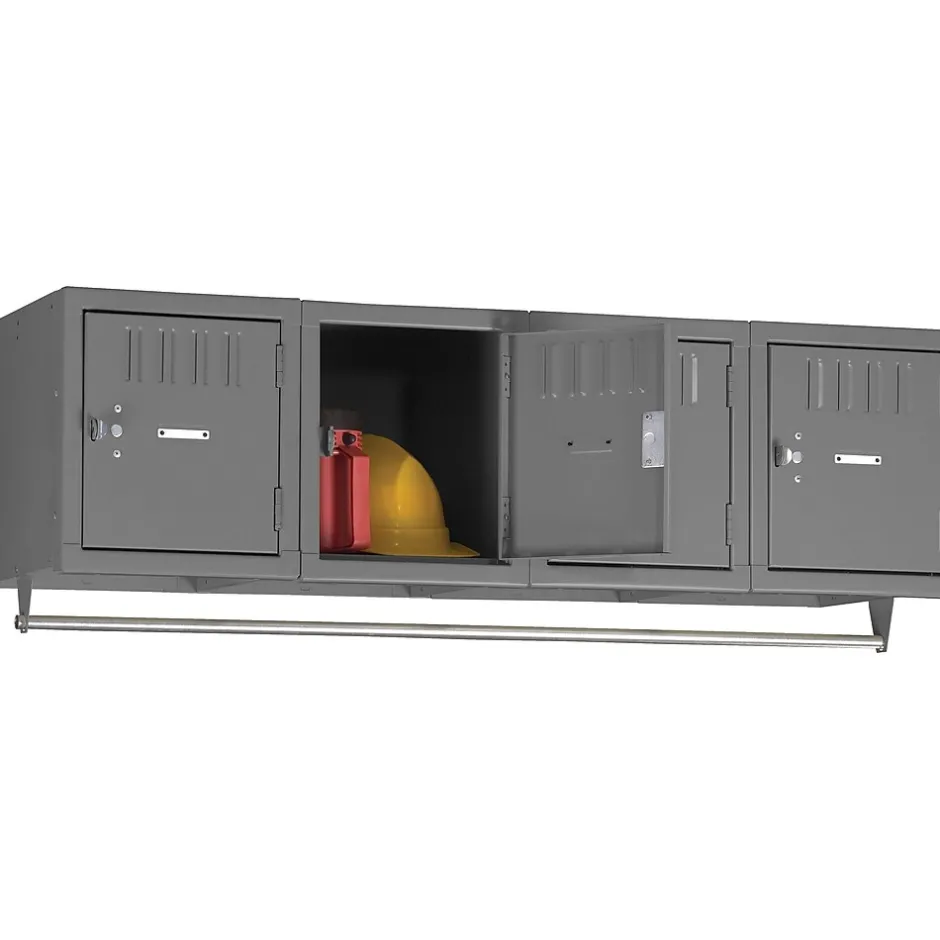 Online Four Person Wall Mounted Box Lockers, 4 Lockers, Medium Grey, 12"H x 48"W x 18"D Storage Cabinets