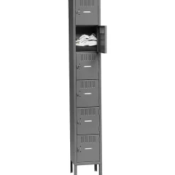 Discount Six Tier Box Locker with Legs, Single Unit, 6 Lockers, Medium Grey, 78"H x 12"W x 12"D Storage Cabinets