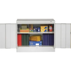 Clearance Standard Desk-Height Storage Cabinet with Double Hinge Doors, 2-Shelf, Light Grey, 30"H x 36"W x 18"D Storage Cabinets