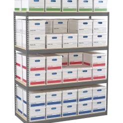 Online Z-Line Record Archive Shelving Unit, Supports 8,000 lb., Medium Grey, 84"H x 69"W x 30"D Shelving