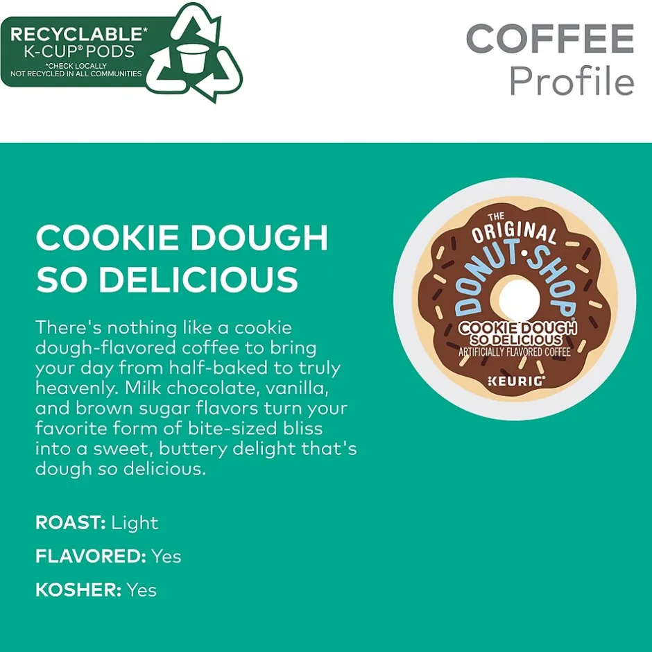 Keurig K-Cups<The Original Donut Shop Cookie Dough So Delicious Coffee Keurig® K-Cup® Pods, Light Roast, 24/Box (5000666665)