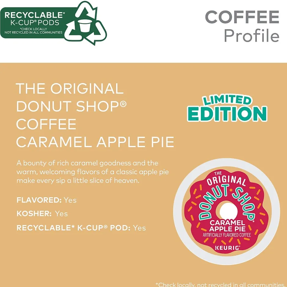 Keurig K-Cups<The Original Donut Shop Caramel Apple Pie Coffee, Keurig K-Cup Pod, Light Roast, 24/Carton (5000355500)