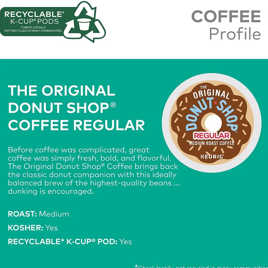 Keurig K-Cups<The Original Donut Shop Coffee Keurig® K-Cup® Pods, Medium Roast, 24/Box (60052-101)
