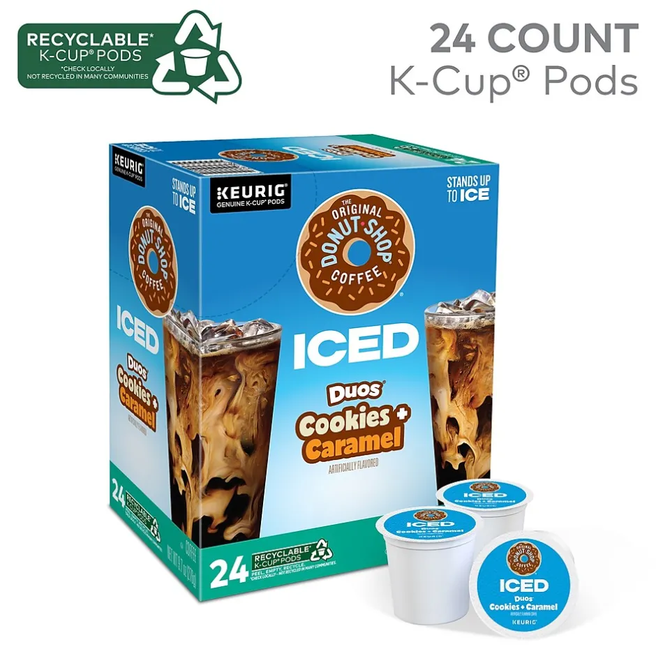 Keurig K-Cups<The Original Donut Shop Iced Duos Cookies + Caramel Iced Coffee Keurig® K-Cup® Pods, Medium Roast, 24/Box (5000373021)