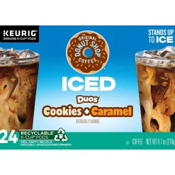 Keurig K-Cups<The Original Donut Shop Iced Duos Cookies + Caramel Iced Coffee Keurig® K-Cup® Pods, Medium Roast, 96/Carton (5000373021CT)