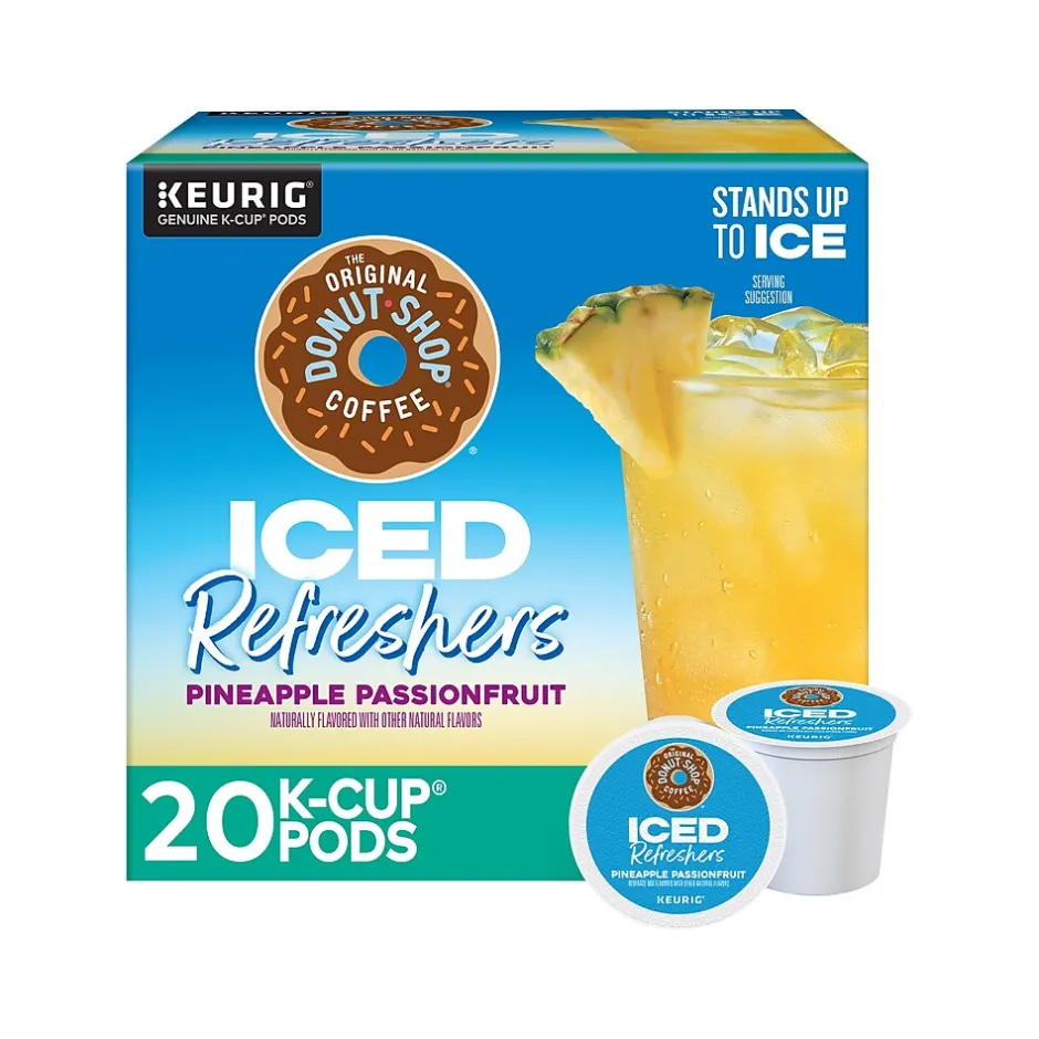 Keurig K-Cups<The Original Donut Shop Iced Refreshers Pineapple Passion Fruit Infused Water, Keurig® K-Cup® Pods, 20/Box (5000379381)