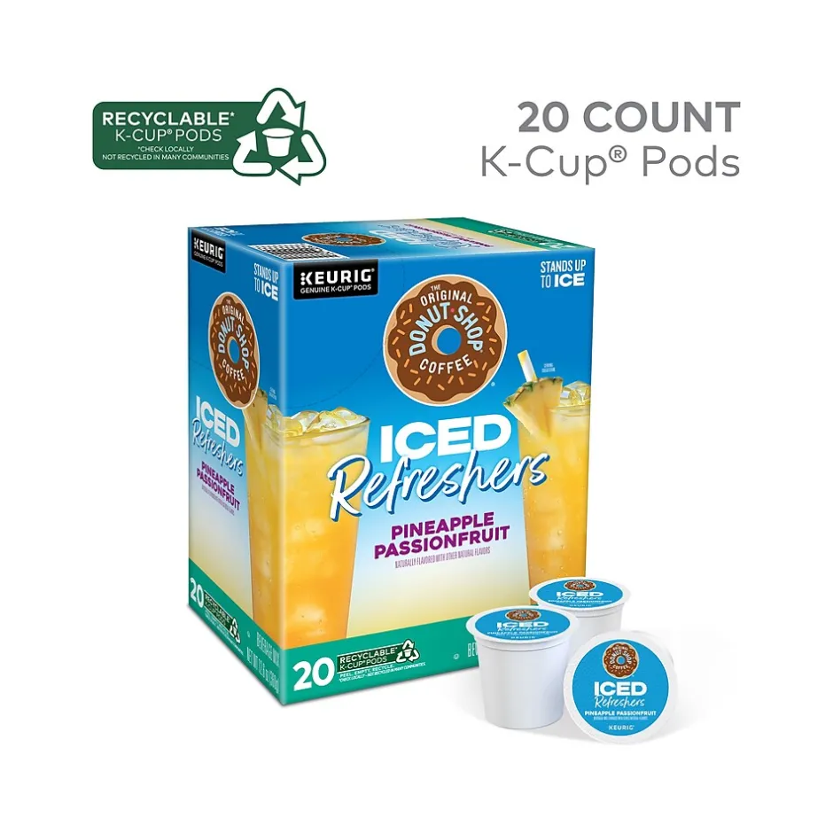 Keurig K-Cups<The Original Donut Shop Iced Refreshers Pineapple Passion Fruit Infused Water, Keurig® K-Cup® Pods, 20/Box (5000379381)
