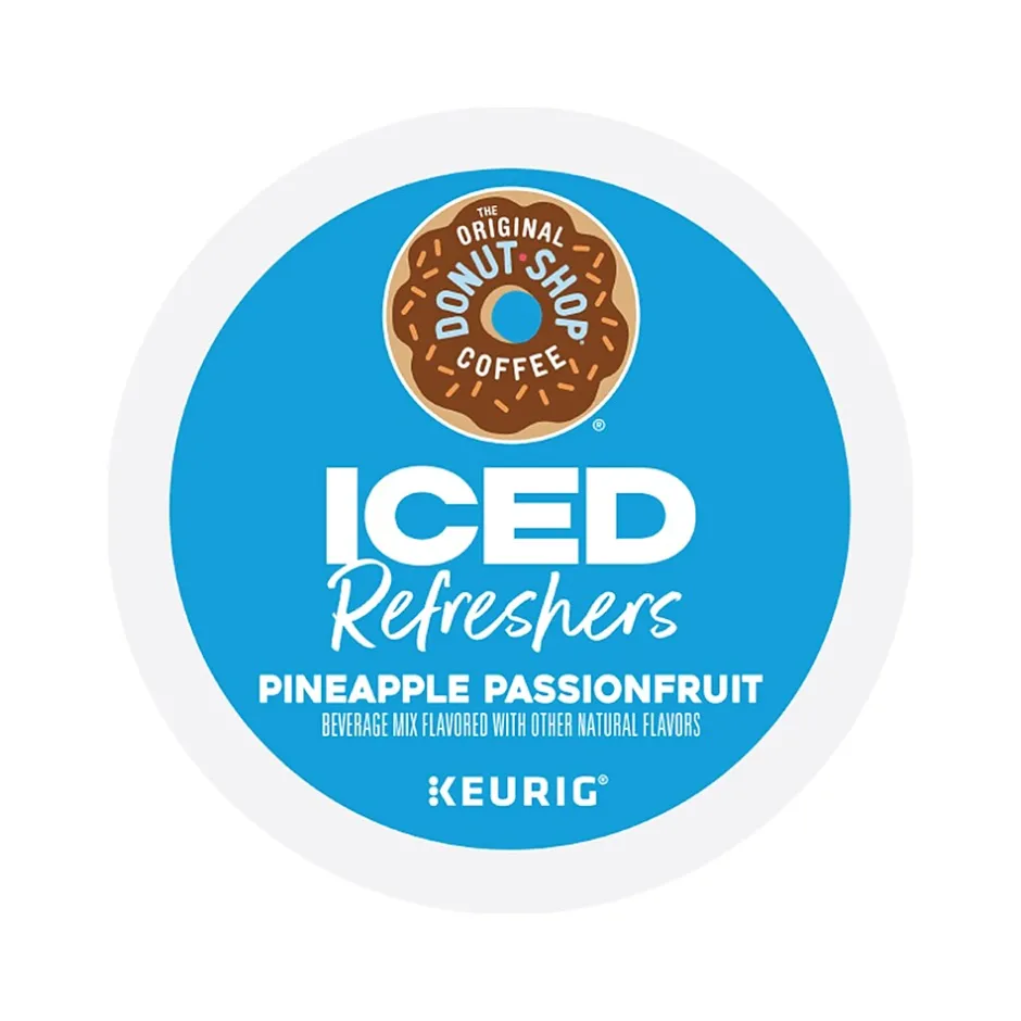 Keurig K-Cups<The Original Donut Shop Iced Refreshers Pineapple Passion Fruit Infused Water, Keurig® K-Cup® Pods, 20/Box (5000379381)