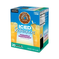 Keurig K-Cups<The Original Donut Shop Iced Refreshers Pineapple Passion Fruit Infused Water, Keurig® K-Cup® Pods, 20/Box (5000379381)