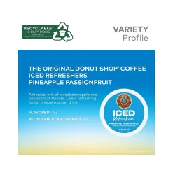Keurig K-Cups<The Original Donut Shop Iced Refreshers Pineapple Passion Fruit Infused Water, Keurig® K-Cup® Pods, 20/Box (5000379381)