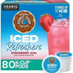 Keurig K-Cups<The Original Donut Shop Iced Refreshers Strawberry Acai Infused Water, Keurig® K-Cup® Pods, 80/Carton (5000379382CT)