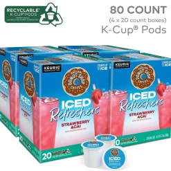 Keurig K-Cups<The Original Donut Shop Iced Refreshers Strawberry Acai Infused Water, Keurig® K-Cup® Pods, 80/Carton (5000379382CT)