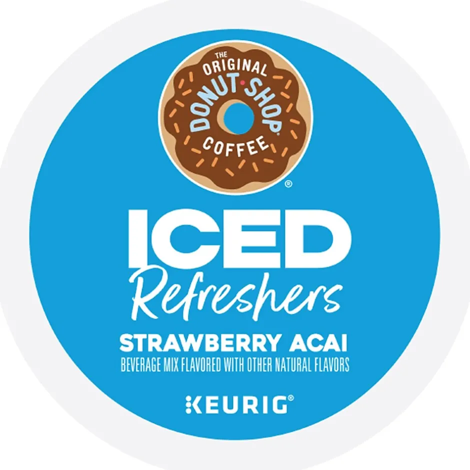 Keurig K-Cups<The Original Donut Shop Iced Refreshers Strawberry Acai Infused Water, Keurig® K-Cup® Pods, 80/Carton (5000379382CT)