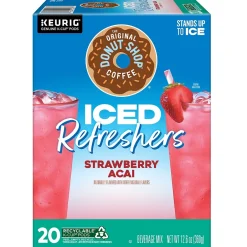 Keurig K-Cups<The Original Donut Shop Iced Refreshers Strawberry Acai Infused Water, Keurig® K-Cup® Pods, 80/Carton (5000379382CT)