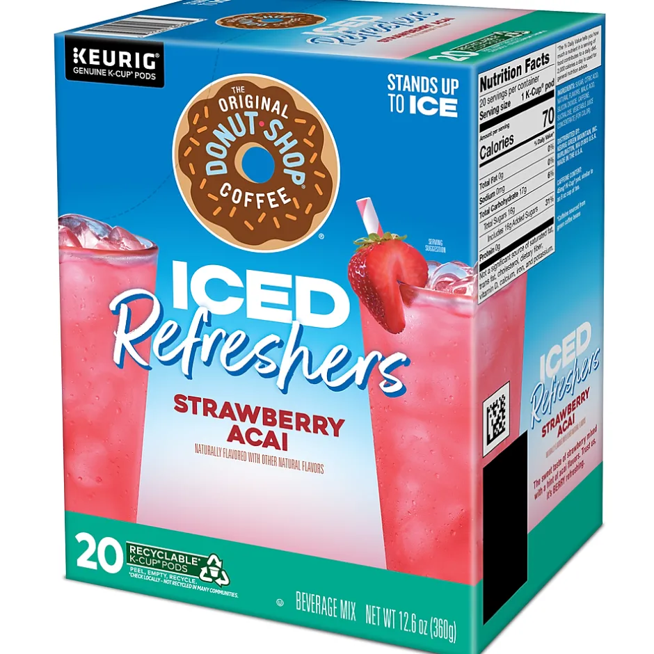 Keurig K-Cups<The Original Donut Shop Iced Refreshers Strawberry Acai Infused Water, Keurig® K-Cup® Pods, 80/Carton (5000379382CT)