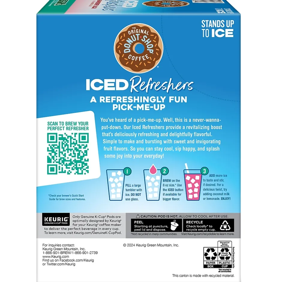 Keurig K-Cups<The Original Donut Shop Iced Refreshers Strawberry Acai Infused Water, Keurig® K-Cup® Pods, 80/Carton (5000379382CT)