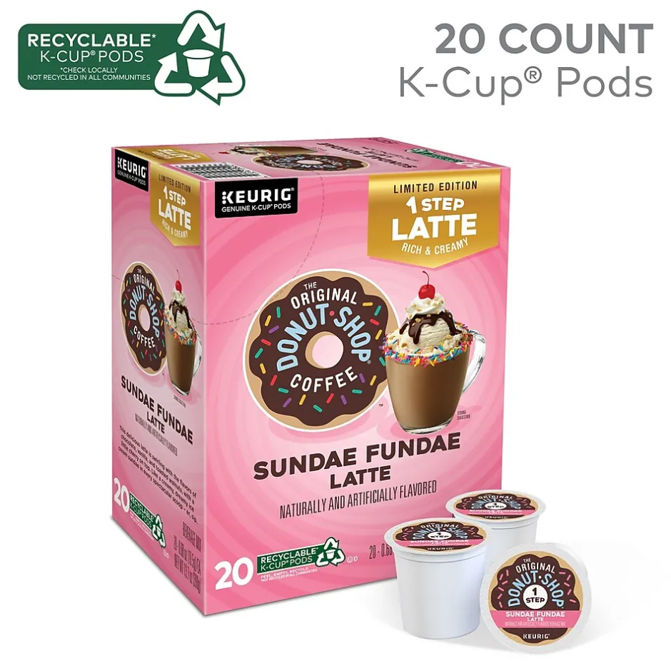 Keurig K-Cups<The Original Donut Shop One-Step Sundae Fundae Latte Coffee Keurig® K-Cup® Pods, Dark Roast, 20/Box (5000366594)