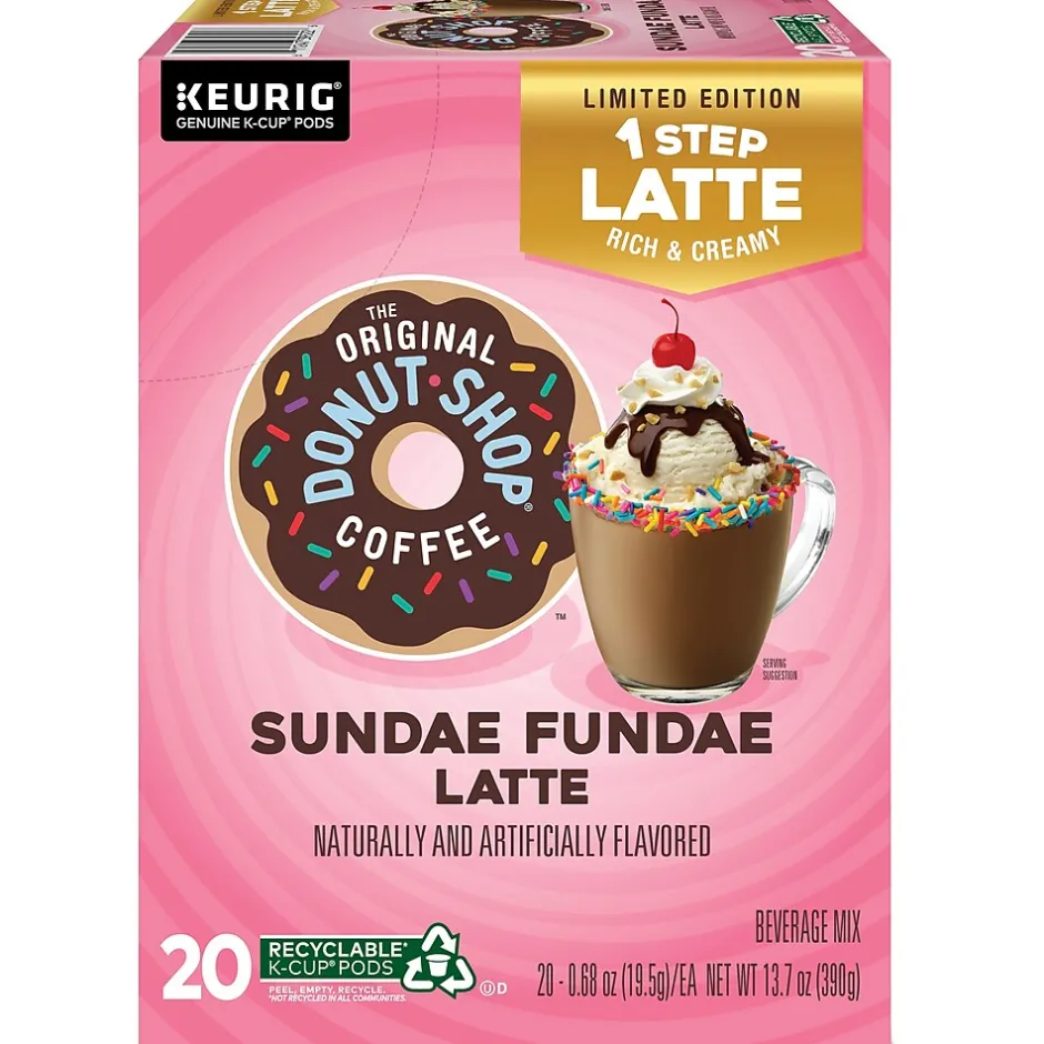Keurig K-Cups<The Original Donut Shop One-Step Sundae Fundae Latte Coffee Keurig® K-Cup® Pods, Dark Roast, 20/Box (5000366594)