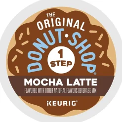 Keurig K-Cups<The Original Donut Shop One-Step Mocha Latte Coffee, Keurig K-Cup Pod, Dark Roast, 20/Box, 4 Boxes/Carton (381793CT)