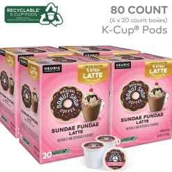Keurig K-Cups<The Original Donut Shop One-Step Sundae Fundae Latte Coffee, Keurig K-Cup Pod, Dark Roast, 20/Box, 4 Boxes/Carton