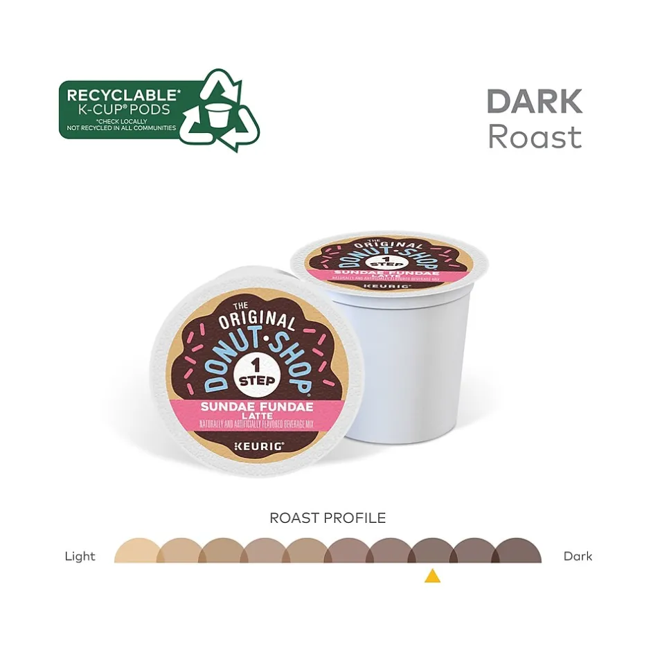 Keurig K-Cups<The Original Donut Shop One-Step Sundae Fundae Latte Coffee, Keurig K-Cup Pod, Dark Roast, 20/Box, 4 Boxes/Carton