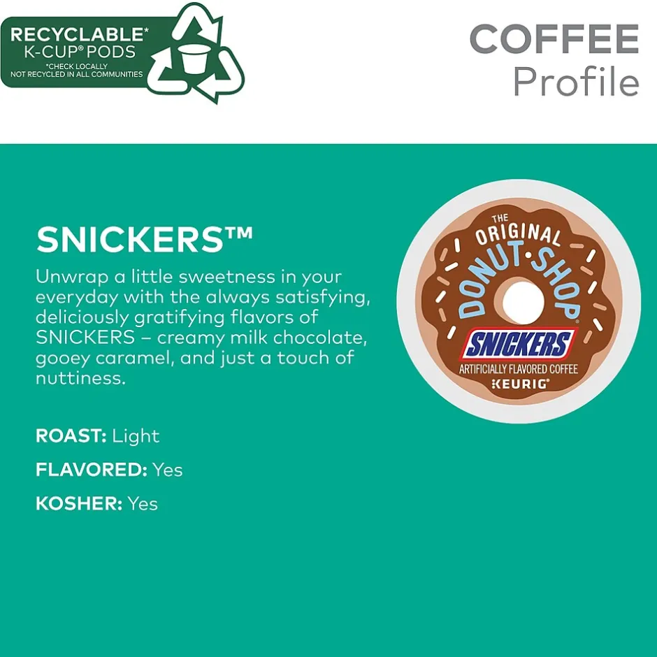 Keurig K-Cups<The Original Donut Shop Snickers Coffee Keurig® K-Cup® Pods, Light Roast, 48/Box (5000373541)