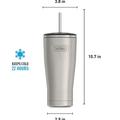 Thermos Icon Stainless Steel Vacuum Insulated Cold Tumbler with Straw, 24 oz., Matte (IS1112MS4)