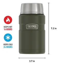 Thermos 24-Ounce Stainless King Vacuum-Insulated Food Jar, Army Green (SK3020AGTRI4) New
