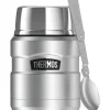 Thermos Stainless King Vacuum-insulated Food Jar With Folding Spoon, 16oz, Silver (THR3000STTRI4)
