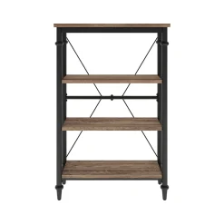 Clearance Thomasville Breslyn 3-Shelf 48"H Metal Bookcase, Crosscut Hickory/Black Nickel (SPLS-BRBK-TV) Bookcases