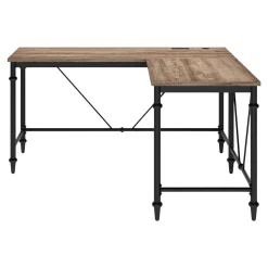 Breslyn 60"W L-Shaped Computer Desk, Crosscut Hickory (SPLS-BRLD-TV) L-Desks