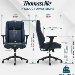 Darius Ergonomic Bonded Leather Swivel Executive Chair, Navy (51490-NVY) Office Chairs