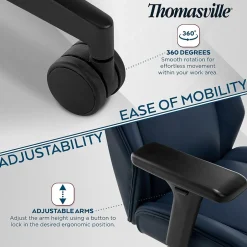 Darius Ergonomic Bonded Leather Swivel Executive Chair, Navy (51490-NVY) Office Chairs