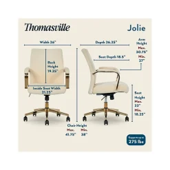 Best Jolie Ergonomic Fabric Swivel Desk Chair, (60068-CRM) Ergonomic Chairs