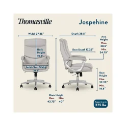 Outlet Josephine Ergonomic Bonded Leather Swivel Manager Chair, Gray (60071-LGRY) Ergonomic Chairs