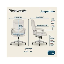 Sale Josephine Ergonomic Bonded Leather Swivel Manager Chair, Beige (60071-CRM) Ergonomic Chairs