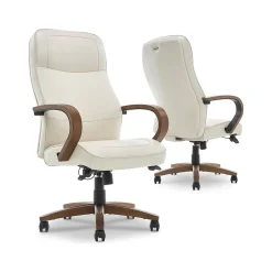 Sale Lockhart Ergonomic Bonded Leather Swivel Executive Chair, Cream (51494-CRM) Office Chairs