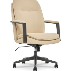 Outlet Upton Ergonomic Bonded Leather Swivel Manager Chair, Cream (51421-CRM) Office Chairs