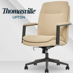 Outlet Upton Ergonomic Bonded Leather Swivel Manager Chair, Cream (51421-CRM) Office Chairs