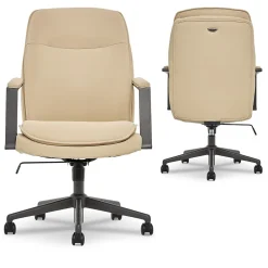 Outlet Upton Ergonomic Bonded Leather Swivel Manager Chair, Cream (51421-CRM) Office Chairs