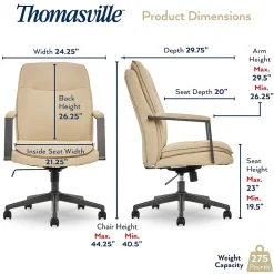 Outlet Upton Ergonomic Bonded Leather Swivel Manager Chair, Cream (51421-CRM) Office Chairs