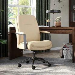 Outlet Upton Ergonomic Bonded Leather Swivel Manager Chair, Cream (51421-CRM) Office Chairs