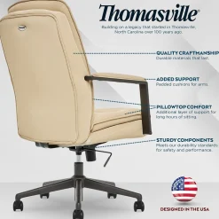 Outlet Upton Ergonomic Bonded Leather Swivel Manager Chair, Cream (51421-CRM) Office Chairs