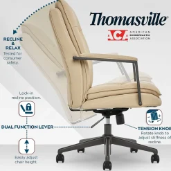 Outlet Upton Ergonomic Bonded Leather Swivel Manager Chair, Cream (51421-CRM) Office Chairs