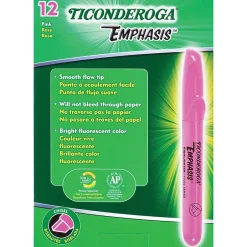 Ticonderoga Emphasis Fluorescent Highlighter, Chisel Tip, Pink (X47066) Outlet