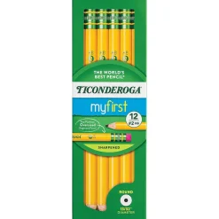 Ticonderoga My First Pre-Sharpened Wooden Pencil, 0.7mm, #2 Medium Lead, Dozen (X33312X) New