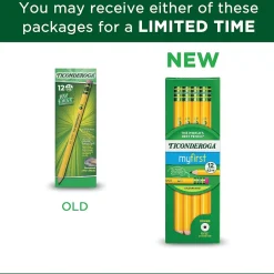 Ticonderoga My First Pre-Sharpened Wooden Pencil, 0.7mm, #2 Medium Lead, Dozen (X33312X) New